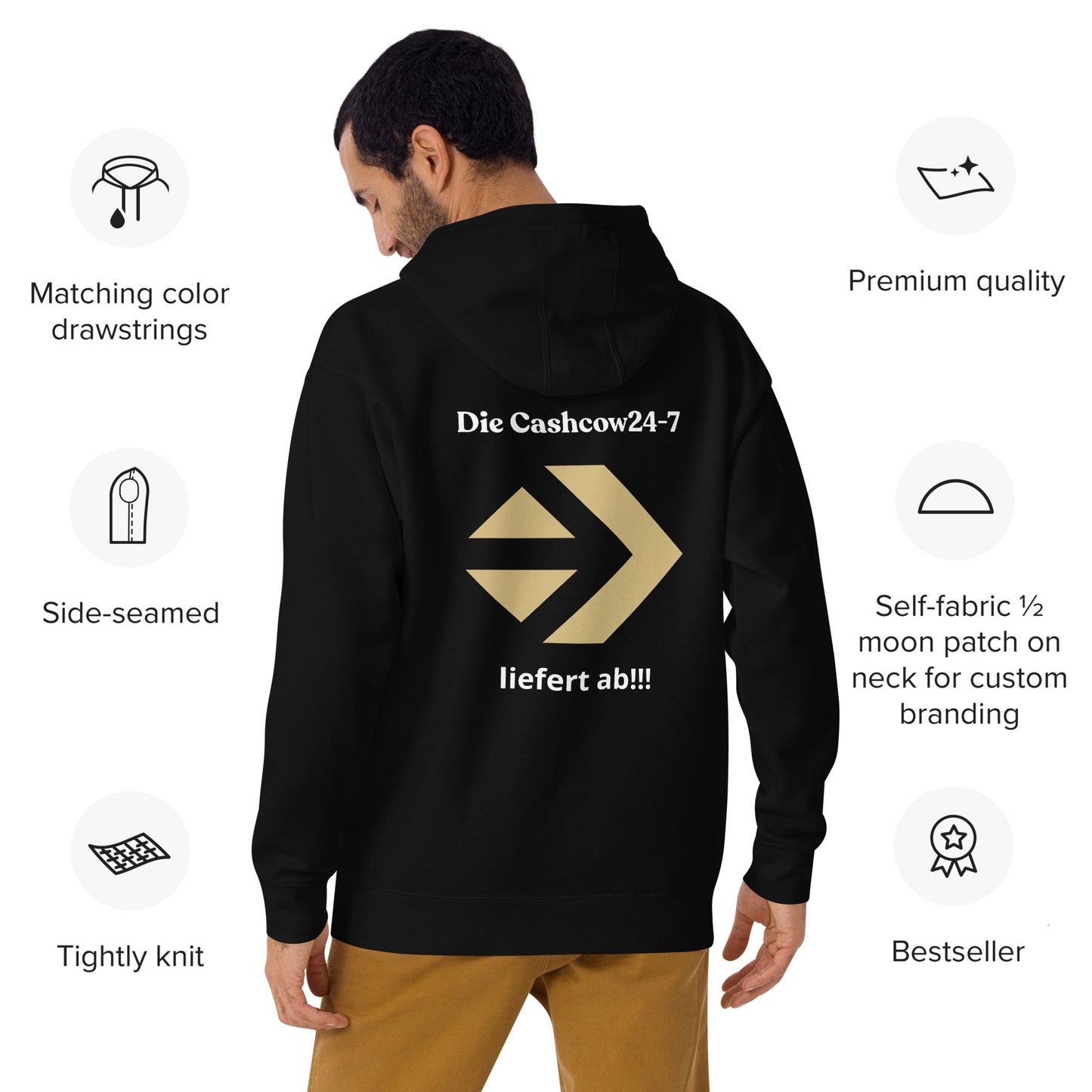Unisex-Kapuzenpullover CashCow liefert ab